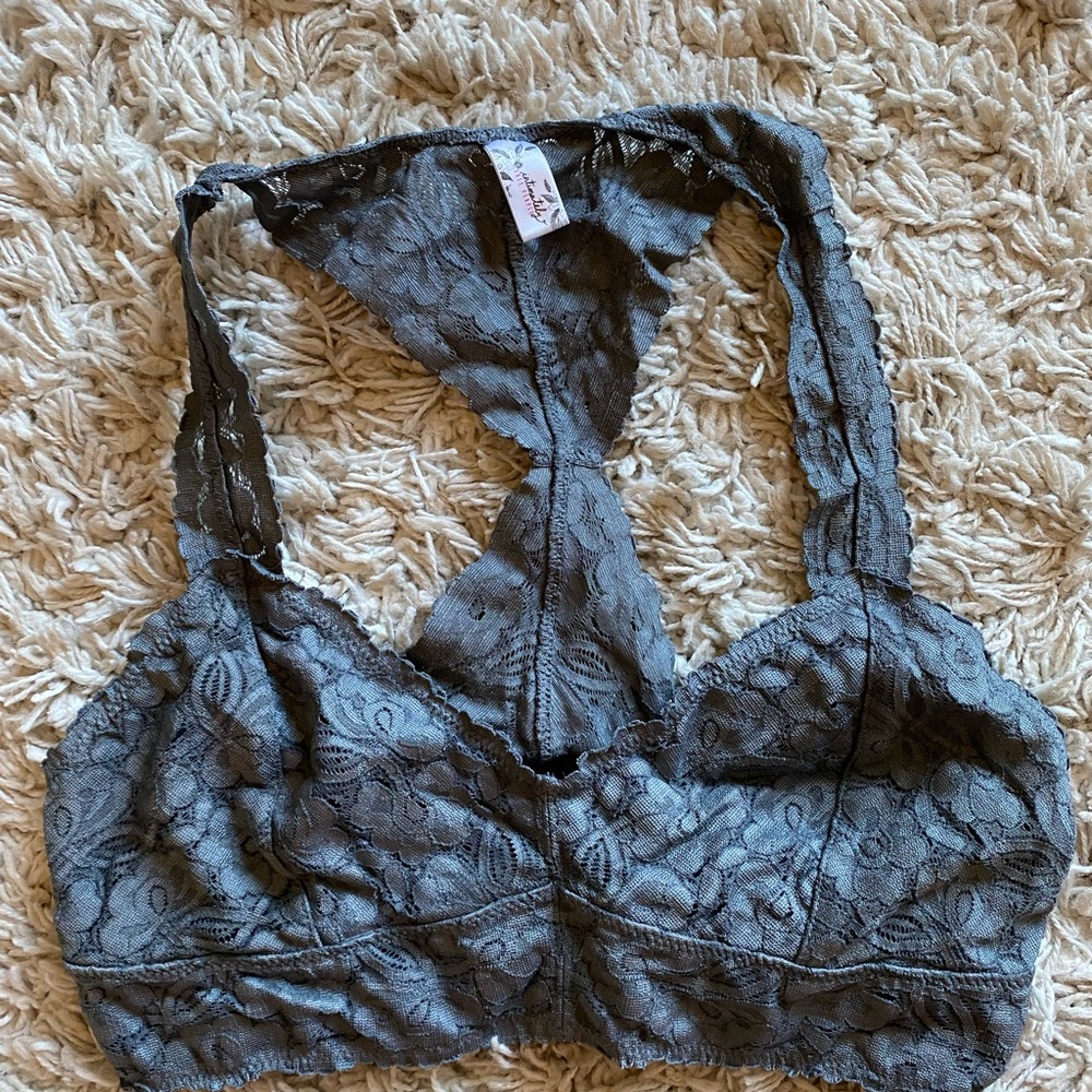 Free People Charcoal Lace Racerback Bralette